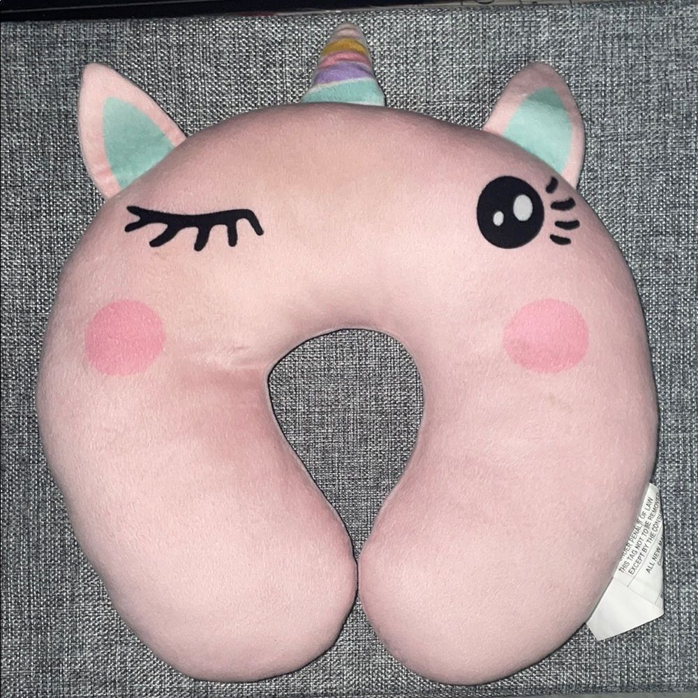 Prelovedd little girls pink unicorn horse head soft pillow rest